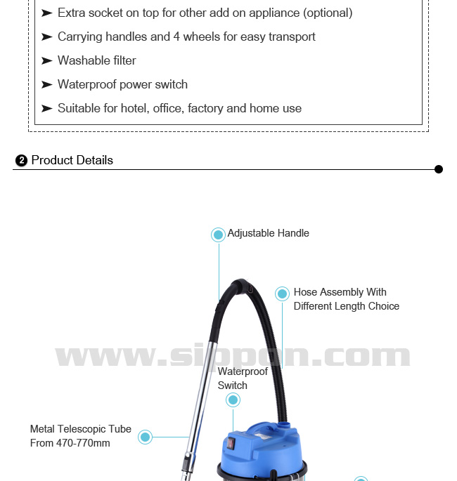 2015 Hot Sell Canister Wet And Dry Industrial Vacuum Cleaner