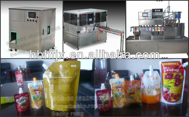 PLC contronlled new inflateble stand up bag filling and sealing packaging machine for coconut milk water