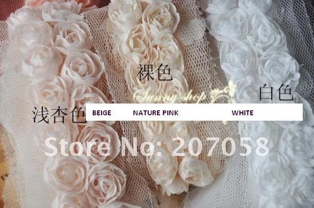 Free shipping DIY 3D double row flower lace tape & Ribbon tape
