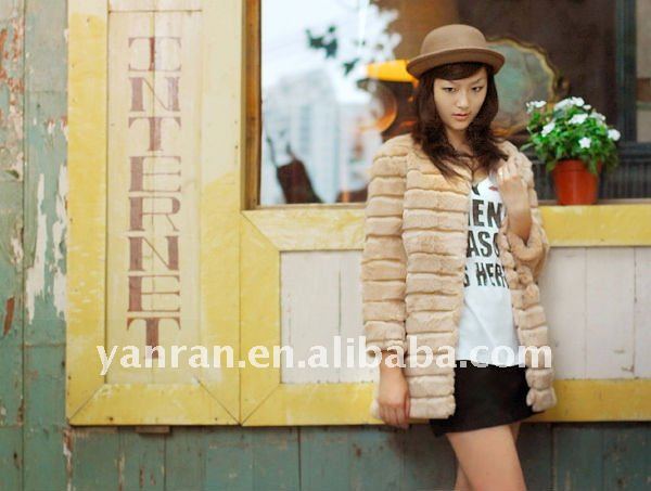 YR-028 Classic Sheared rabbit fur coat ~Drop shipping~wholesale~retail