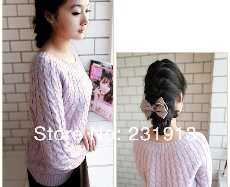 Женский пуловер New Listings Thick Round Neck Pullover Loose Twist Retro Sweater Женский пуловер New Listings Thick Round Neck Pullover Loose Twist Retro Sweater