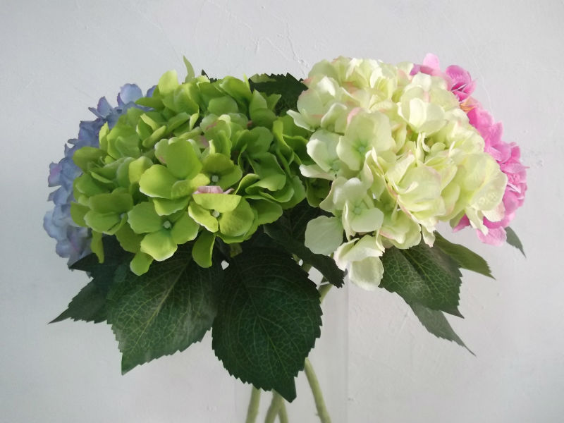 シングル5葉シルクレースアジサイdecoation結婚式用の花、 熱い販売の花問屋・仕入れ・卸・卸売り