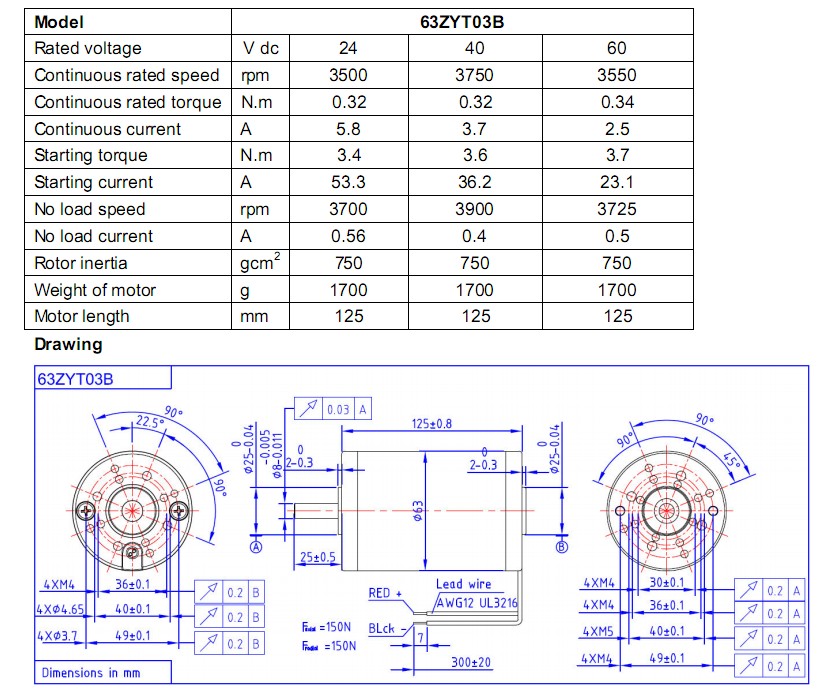 od63mm高トルクの永久磁石のdcモータブラシ付き12v、 24v、 36v、 40v、 48v、 定格電力50w、 75w、 100w、 125ワット、 200w、 250w、 500w問屋・仕入れ・卸・卸売り