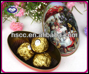 easter egg shaped chocolate tin box