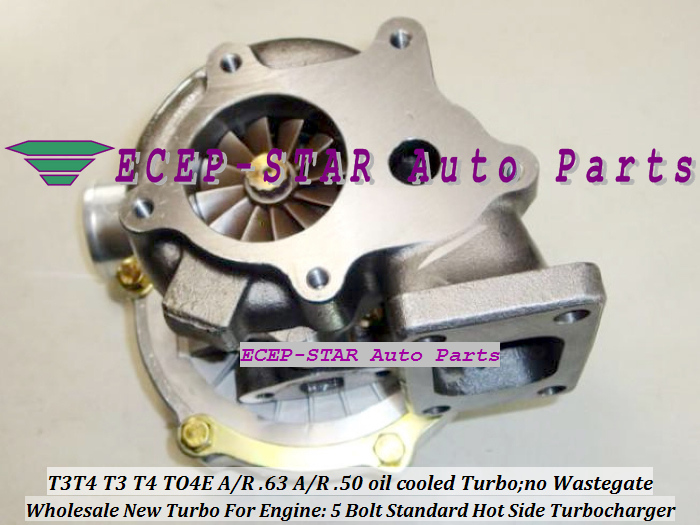 Wholesale T3T4 T3 T4 TO4E 5 Bolt Standard Hot Side; AR63 AR 50 oil cooled Turbo Turbocharger with Gaskets (1)