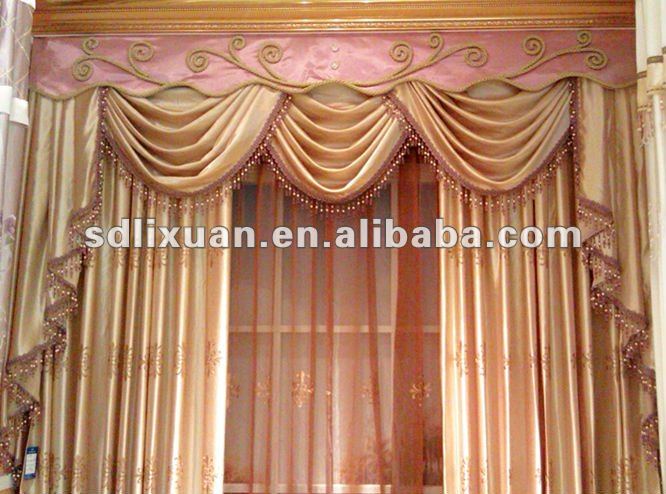 Valance design golden color home curtain set, View curtain, Ruibei ...