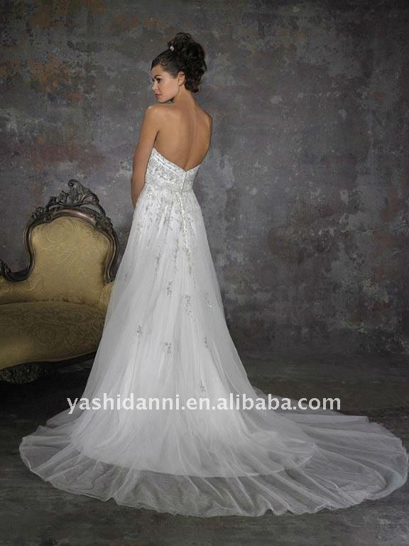 Embroidery Empire Waist Couture Vintage backless lace wedding dress products