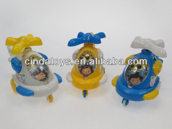 Pull string plane with light wholesale plastic candy toy factory