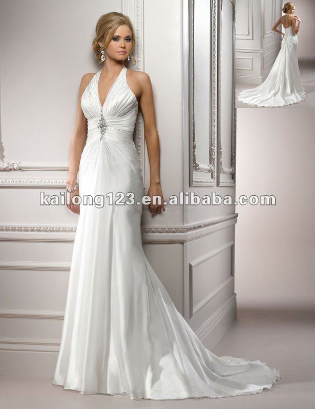 halter bridal gowns with chapel trains