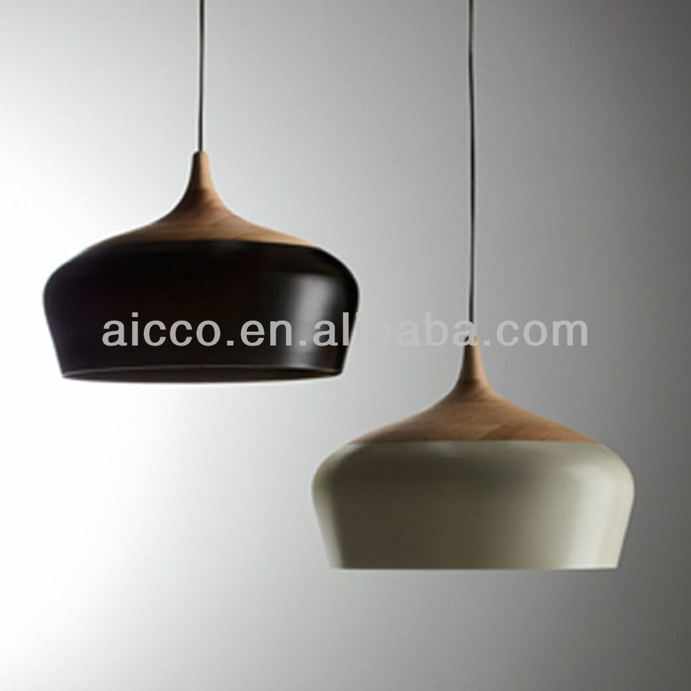 Moderne houten coco hanglamp met metalen kap kroonluchter ...