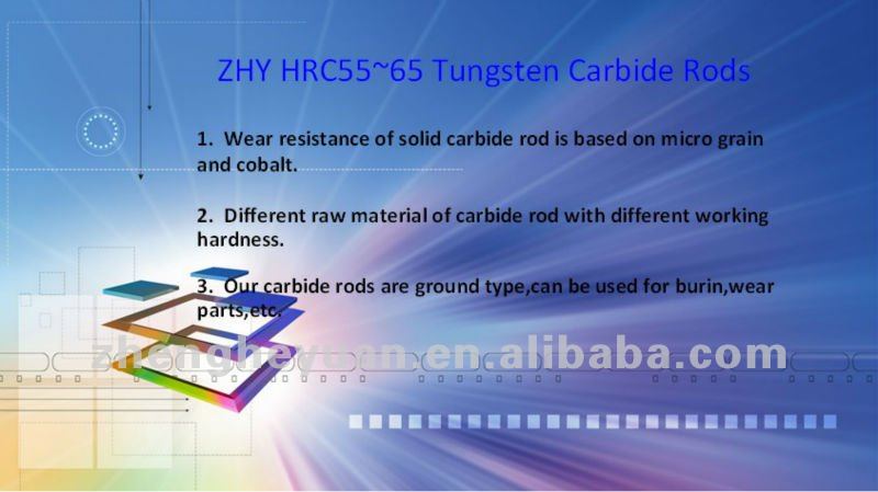 ZHY HRC55-65のマイクロ穀物の炭化タングステン棒問屋・仕入れ・卸・卸売り