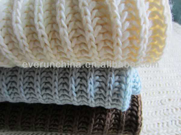 50cz72100％アクリルセーター編み糸毛布がスローリブエッジ偽ものの毛皮を持つバック問屋・仕入れ・卸・卸売り