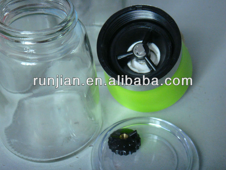 Manual salt & pepper mill/spice grinder/Glass bottle/Ceramic grinding core 170ml