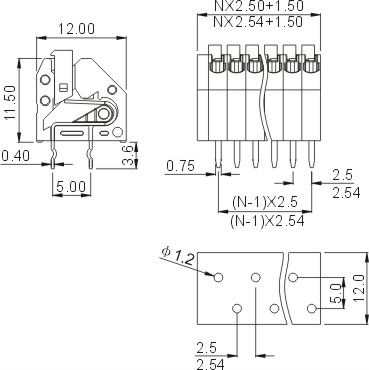 スクリューレスターミナルブロックpcbgsl002a-2.5バネ端子台仕入れ・メーカー・工場