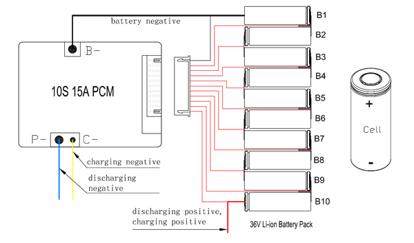 Bms 10s 36v схема подключения