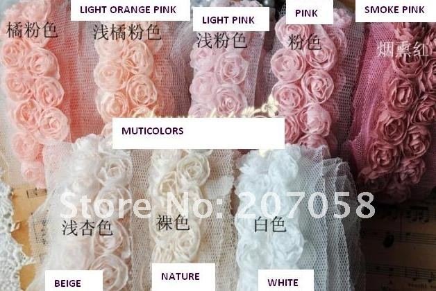 Free shipping DIY 3D double row flower lace tape & Ribbon tape