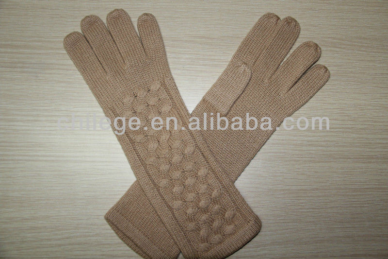 女性冬は長いカシミヤ織の手袋のミトンを編んだ問屋・仕入れ・卸・卸売り