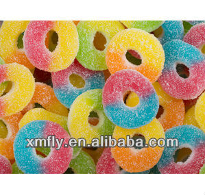 chinese pineapple Rings shape sugar coated soft Gummy candy