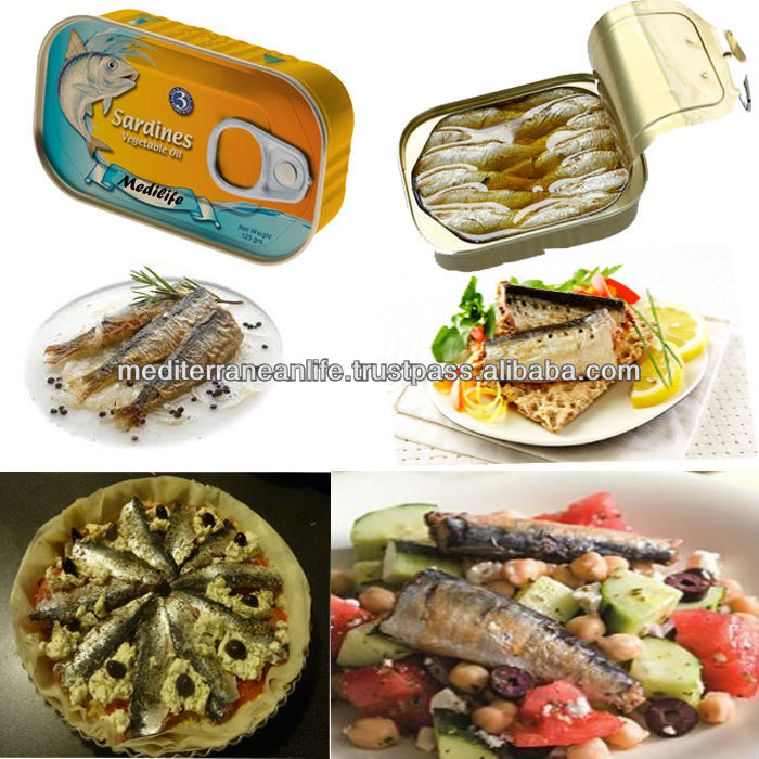 Sardines in Vegetable Oil, Sardines in Vegetable Oil canned, 100 High Quality of Fish, 125 g