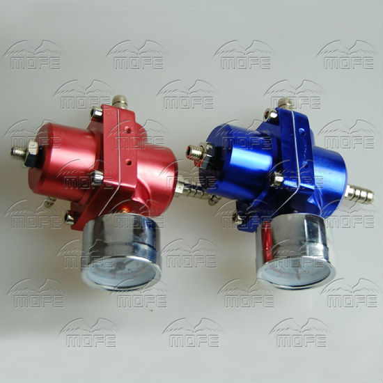 Universal Aluminum Adjustable Fuel Pressure Regulator With Gauge Blue Red DSC_0889