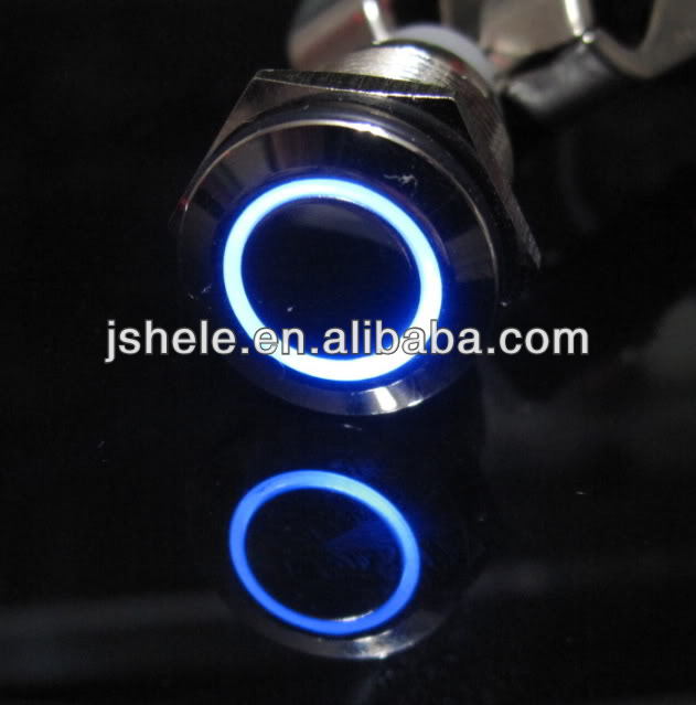 ブラックメタルスイッチ16mm12vhightのヘッドのプッシュボタン* blue*ラッチングledエンジェルアイ問屋・仕入れ・卸・卸売り
