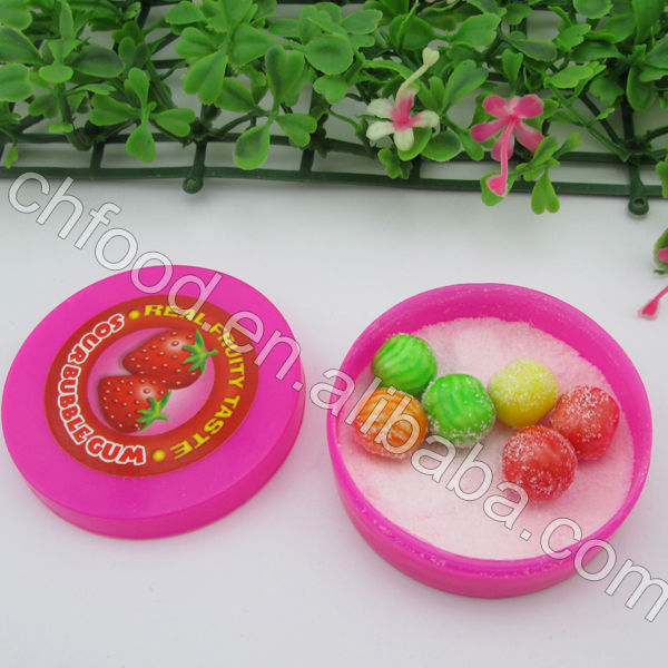 Fruit Bubble Gum With Sour Powder/Colorful Bubble Gum Ball