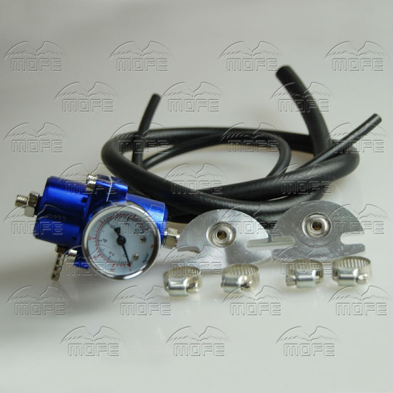 Universal Aluminum Adjustable Fuel Pressure Regulator With Gauge Blue Red DSC_0890