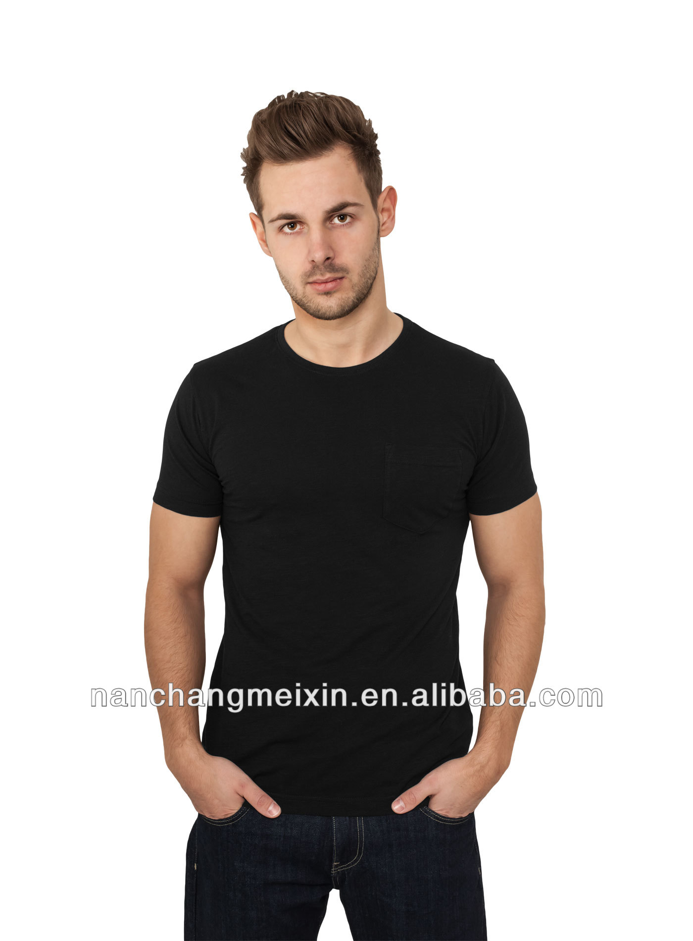 熱い販売のメンズプレーン黒で行われたtシャツ綿100％問屋・仕入れ・卸・卸売り