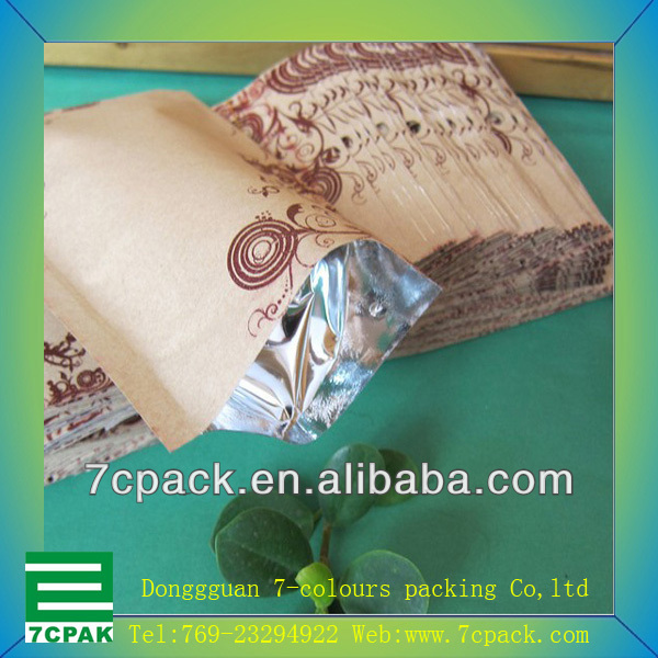 small Brown kraft paper packing bags & paper stand up ziplock tea bag & Handcraft paper tea packing bags