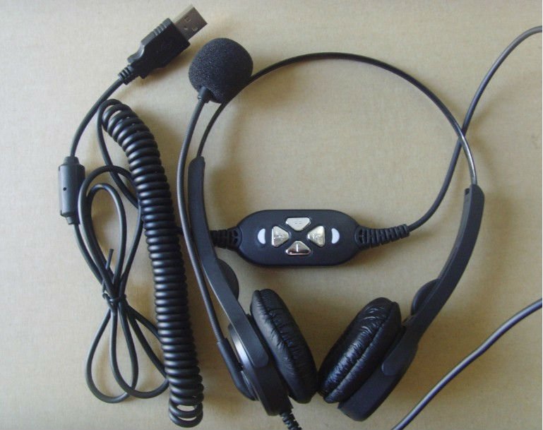 コールセンター、含まれているQDケーブルのためのMIC/Muteのfuctionの両耳usbのヘッドホーン問屋・仕入れ・卸・卸売り