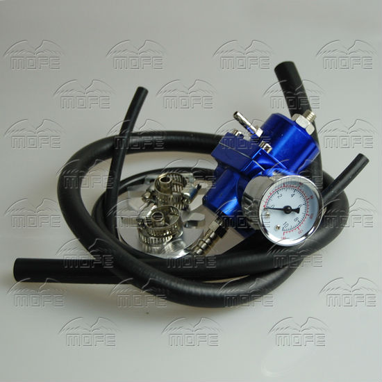 Universal Aluminum Adjustable Fuel Pressure Regulator With Gauge Blue Red DSC_0894