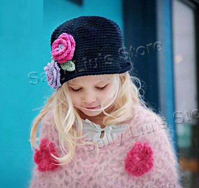 Girls Crochet Hats on Baby Girls Crochet Flower Beanie Hat  Hand Knitted Baby Crochet Hat