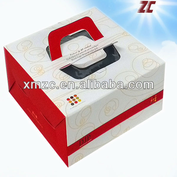 take away paper cake box with handle;cheap cake boxes,cake boxes,cake box design