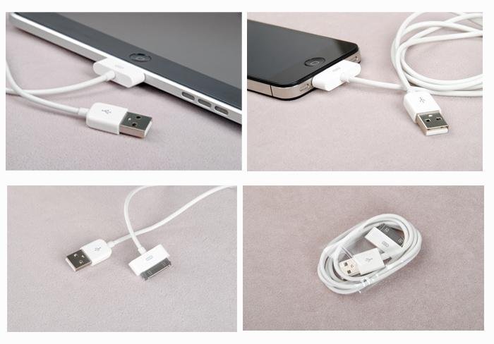 Wholesale Retail Free Shipping 3FT(90cm) USB Data Charger Cable for iPad 2 For iPhone 3 GS 4G For ipod