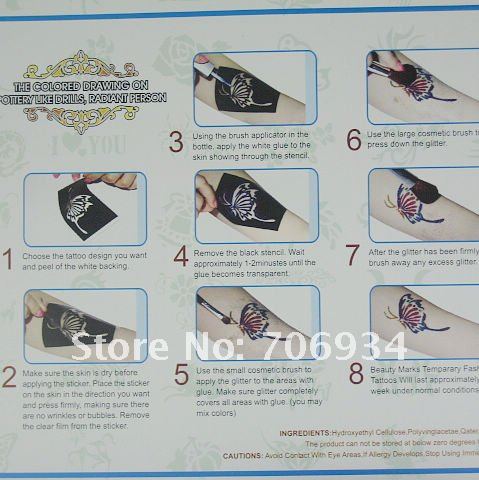 Wholesale glitter tattoo kit 8 Colors Supply Kit Body Painting Tattoo Deluxe Kit Body Art Kit Fluorescent Panting Kit FBK8
