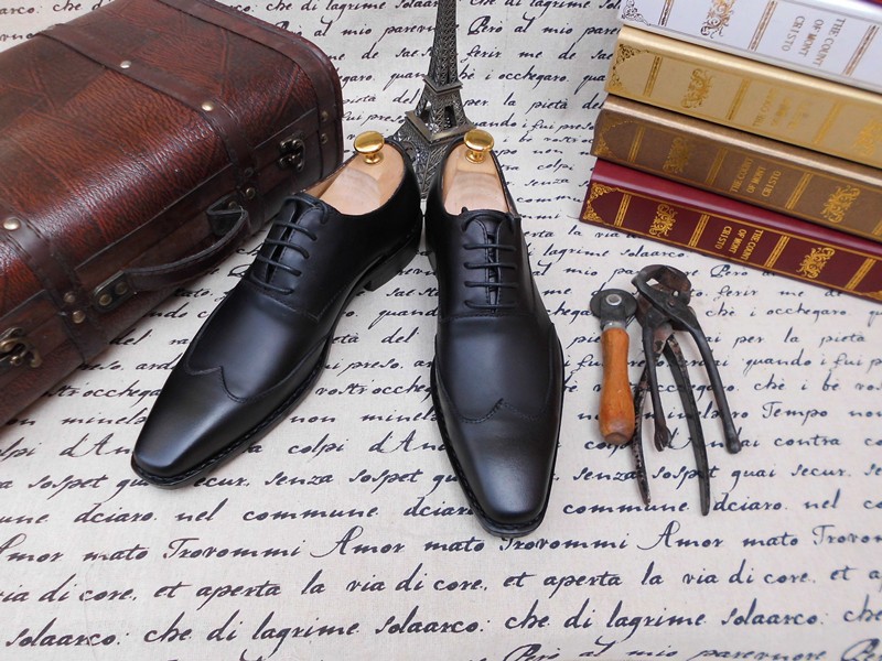 black leather shoes