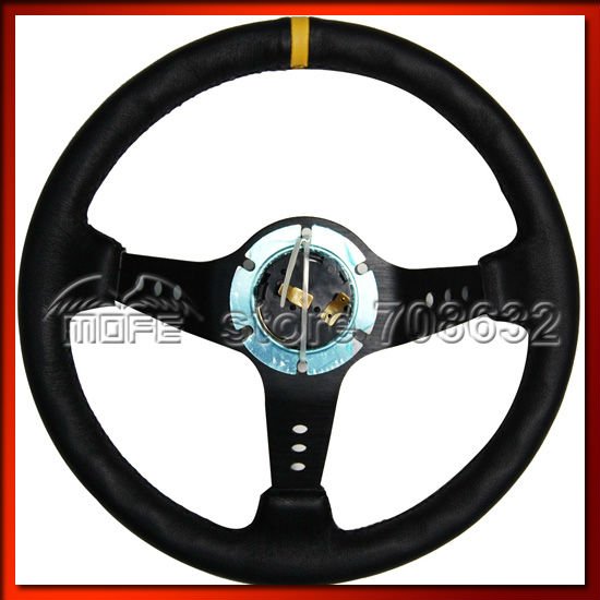 Car steering wheel 350mm Real leather Strong holder leather steering wheel whosesale and retailer