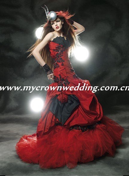 mermaid red and black wedding dresses bridal gowns made in China