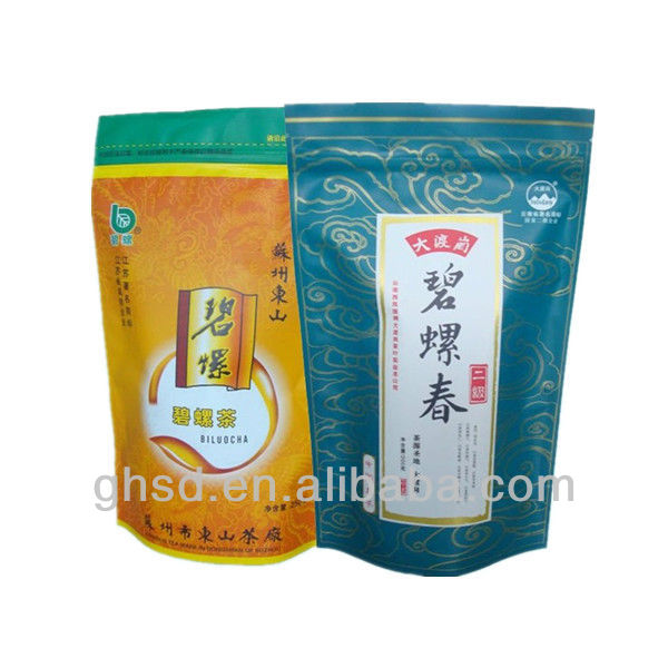 empty tea bag / ziplock tea bags / zipper bag for green tea packaging