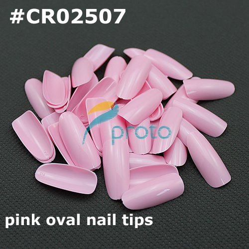 500 Oval Pink Nails Tips Round Fullwell Color Acrylic Nails Fake Tips Fal.....