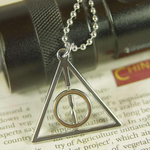 100pcs/lot free shipping hot sale harry potter necklace Triangle fashion chain pendant new style stainless steel metal boy toy