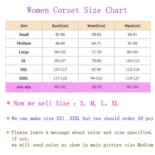Corset Size Chart