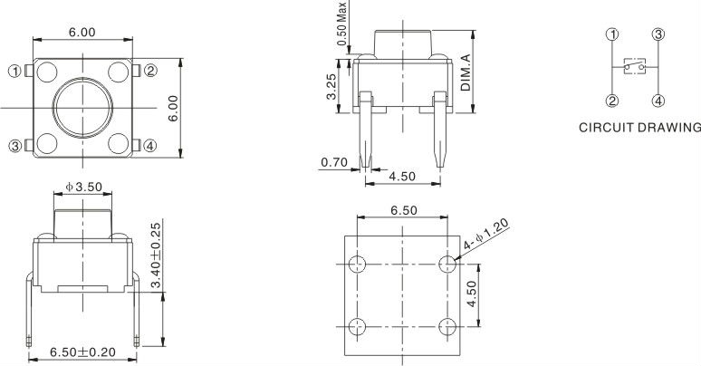 6x6のライトアングルタクトスイッチ TS-1303問屋・仕入れ・卸・卸売り