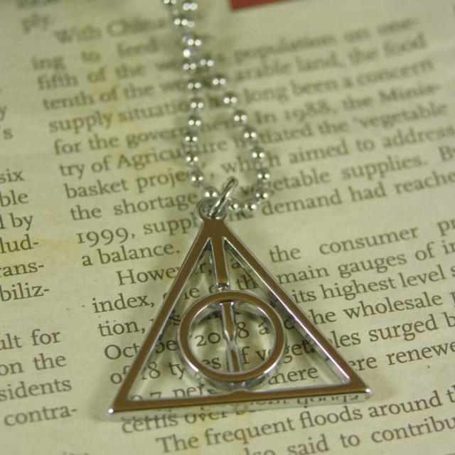 100pcs/lot free shipping hot sale harry potter necklace Triangle fashion chain pendant new style stainless steel metal boy toy