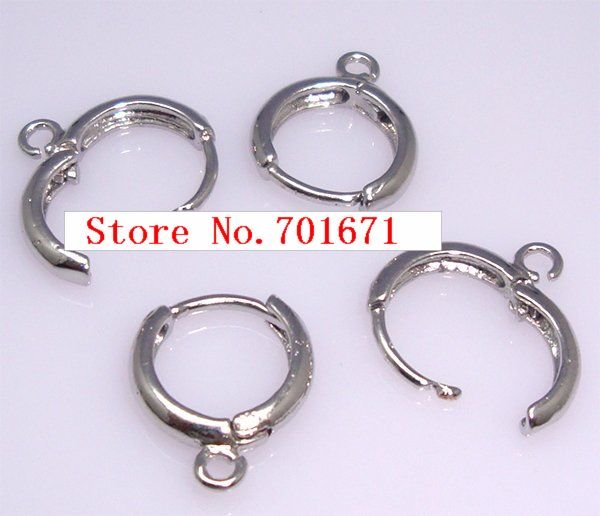 Free Shipping 16MM x 14MM Rhodium Plated Earring Hoops With Earring Hoop Findings,Earring Hooks, Earring Findings.100pcs/lot S44