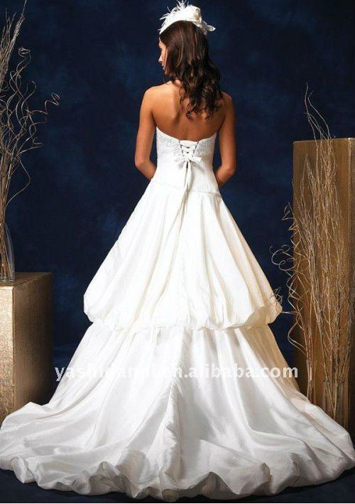 strapless backless ball gown long train wedding dress