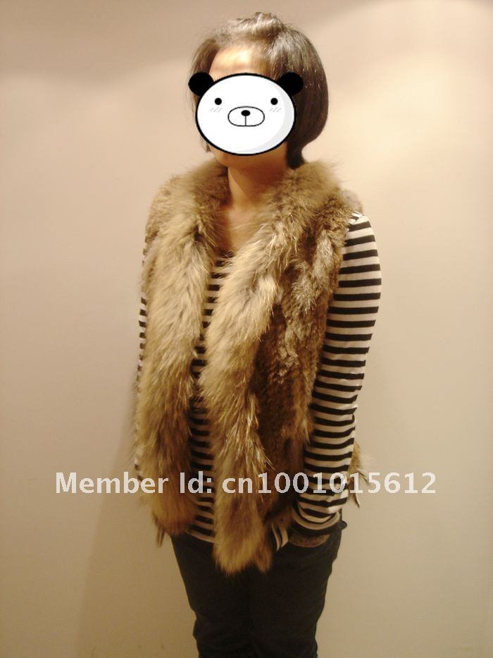 Free Shipping Hot Sale Woman Knitted Rabbit Fur Vest/Coat/Gilet/waistcoat/Jacket Retail/wholesale/OEM