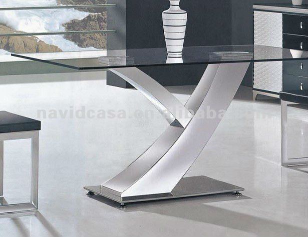 table verre pied metal