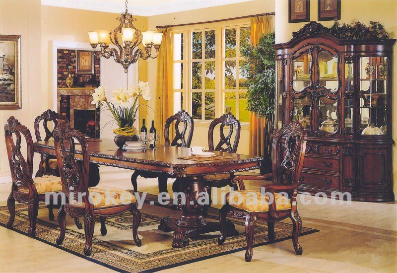 Madera augus sala comedor juego de muebles antiguosincluyen hutch ... Sillas de juego de comedor con brazo