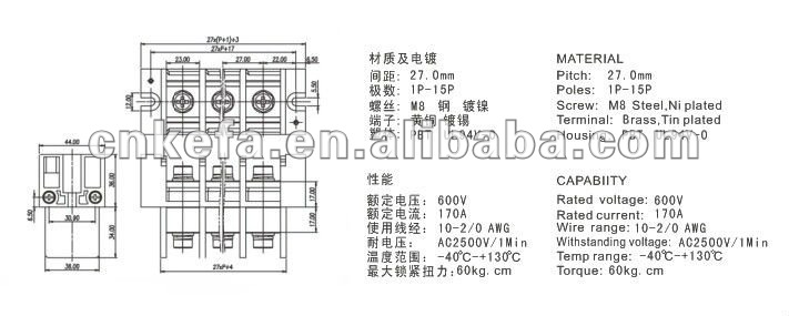 600v170akf67-27.0配電端子コネクタ仕入れ・メーカー・工場